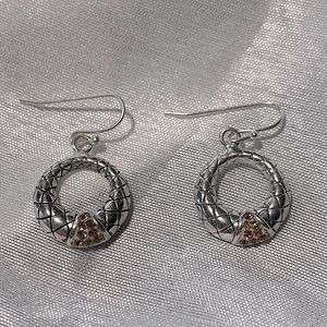 Drop Sterling Silver Earrings Rose Gold Stone Detailing